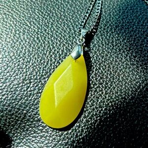 Lemon Jade Teardrop Pendant & Chain